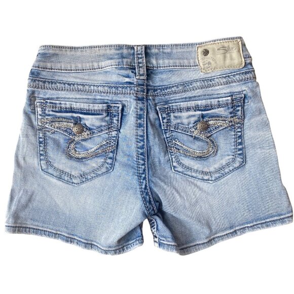 Silver Jeans Co. Tuesday Mid Shorts Women's 27 Denim Jeans Shorts Light Wash - Picture 2 of 12